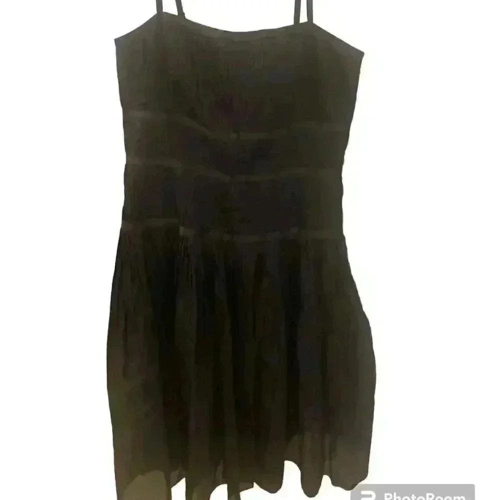 White House Black Market NWT Black Pleated Tiered Party Dress size 6